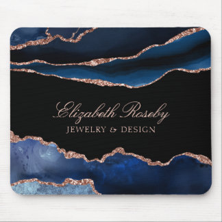 Elegant Blått Ro Guld-agate Black Business Musmatta
