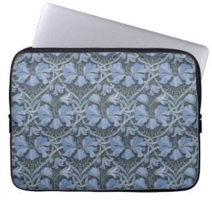 Elegant Blått Vattenfärg Blommönster Inbjudan Laptop Fodral