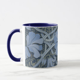Elegant Blått Vattenfärg Blommönster Mugg