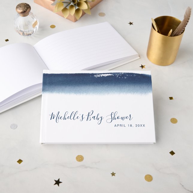 Elegant Blått vattenfärgsbarn Barnskor Gästböcker (Framsida öppen)