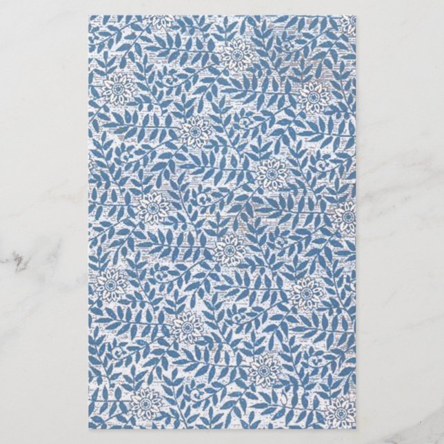 ELEGANT BLÅTTBLOMMIGT BREVPAPPER (Framsida)