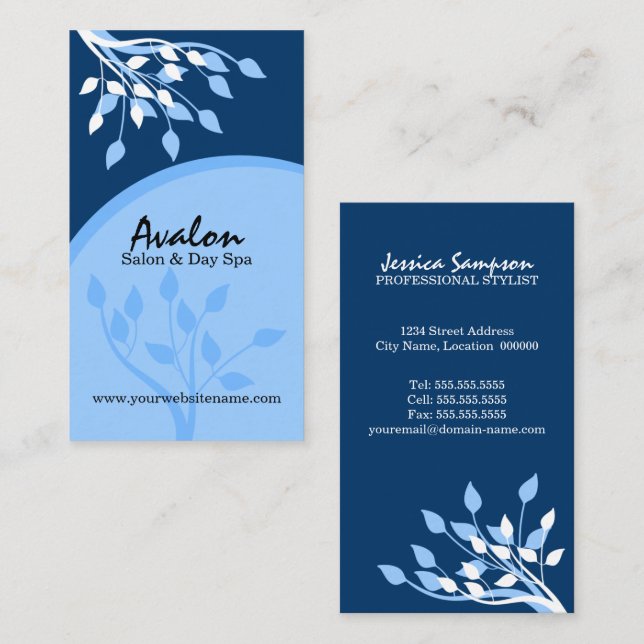 Elegant blåttnatur visitkort (Fram/baksida)