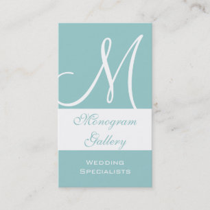 Elegant blåttvisitkort för Monogram Visitkort