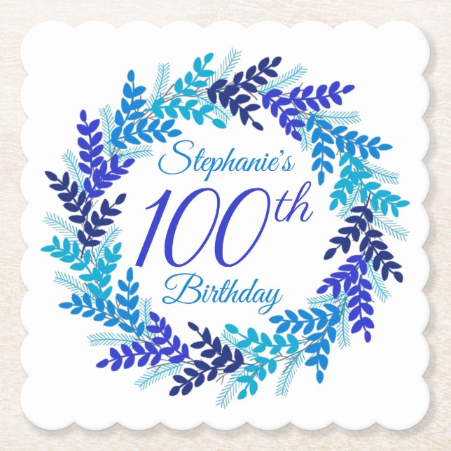 Elegant Blåutandning 100:e födelsedagen Underlägg Papper (Framsida)