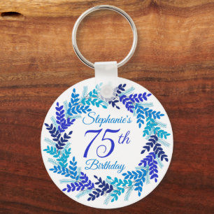 Elegant Blåutandning 75:e födelsedag Nyckelring