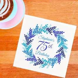 Elegant Blåutandning 75:e födelsedag Pappersservett