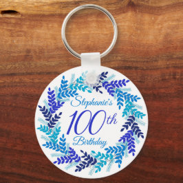 Elegant Blåutans 100:e födelsedagskalkedja Nyckelring