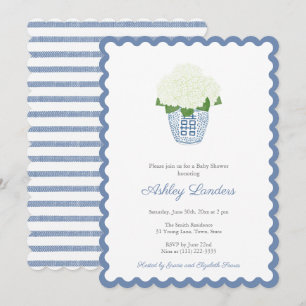 Elegant Blåvit Hydrangea Pojke Shower Inbjudningar