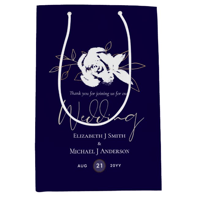 Elegant Blåviten Guld Bröllop (Framsidan)