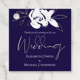 Elegant Blåviten Guld Bröllop Gåvor Etiketter