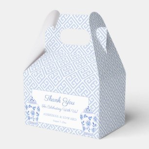 Elegant Blek Blue and White Grekiska Nyckel Bröllo Presentaskar