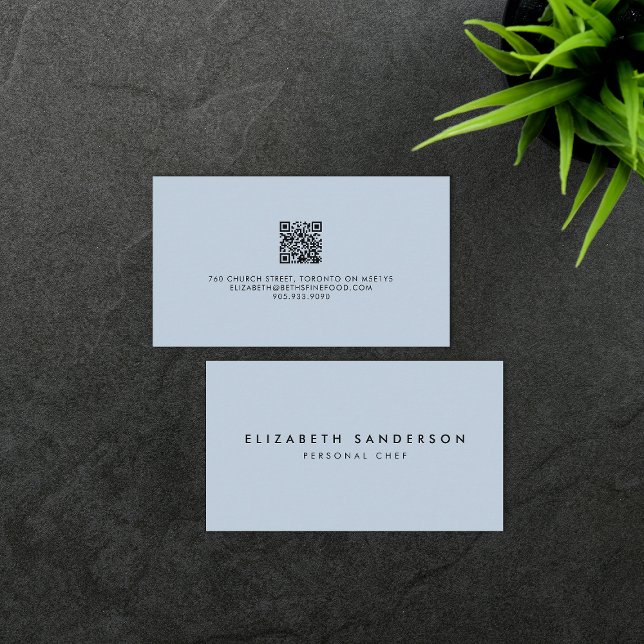 Elegant Blek Blue Luxury Minimal QR CODE Visitkort (Skapare uppladdad)
