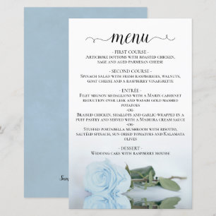 Elegant Blek Dusty Blue Ro Budget Bröllop Menu