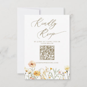 Elegant Blek Gult Watercolor Wildblommor Bröllop OSA Kort