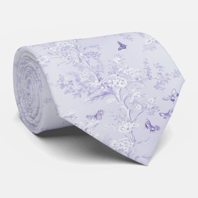 Elegant blek lavendelblommig och fjärilar slips (Rullad)