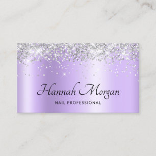 Elegant blek lila lila ombre silver glitter visitkort
