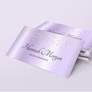 Elegant blek lila lila ombre silverkonfetti visitkort