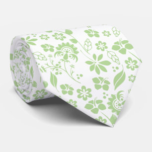 Elegant Blek Lime Green and White Tropical Flowers Slips