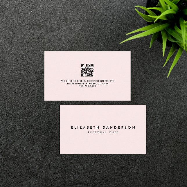 Elegant Blek Rosa Luxury Minimal QR CODE Visitkort (Skapare uppladdad)
