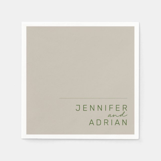 Elegant Blek Silver minimala moderna Bröllop Napki Pappersservett (Framsidan)