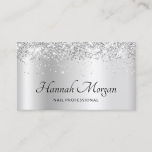 Elegant blek silver satin ombré folie och glitter visitkort