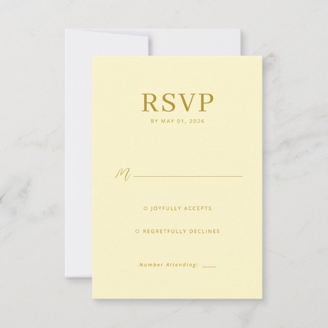 Elegant blekgul RSVP-kort OSA Kort (Framsida)