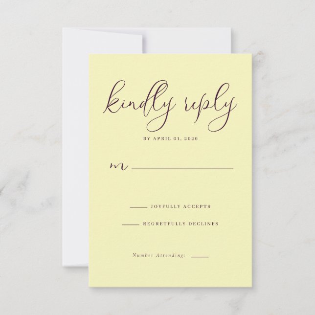 Elegant blekgul RSVP-kort OSA Kort (Framsida)