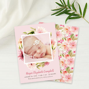 Elegant blekrosa blomstermönstrad bild på nyfödd f meddelande