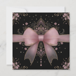Elegant blekrosa rosett med indisk blomdesign inbjudningar