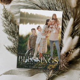 Elegant Blessings-skript Photo Greenery jul Julkort