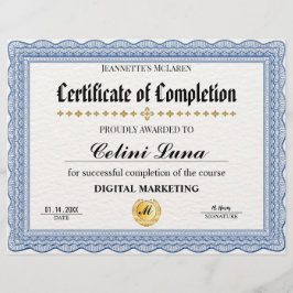 Elegant Bleu-certifikat - modernt