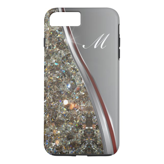 Elegant Bling Monogramdesign Case-Mate iPhone Skal (Baksida)