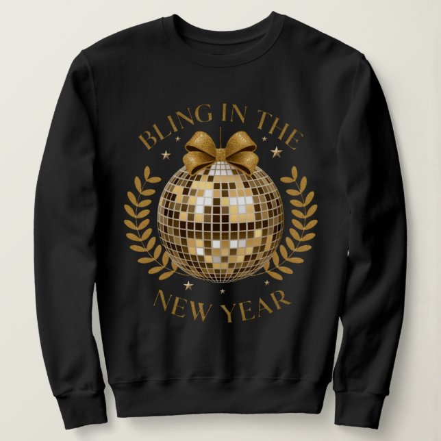 Elegant Bling Party: Disco Edition Black T Shirt (Design framsida)
