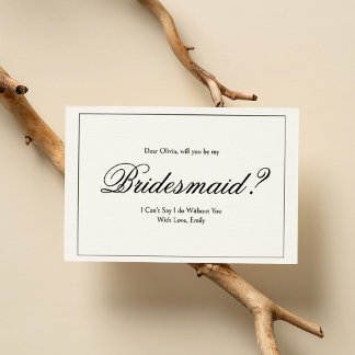 Elegant... blir du min Bridesmaid Frieri Anteckningskort