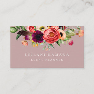 Elegant blom- blek Mauve Visitkort