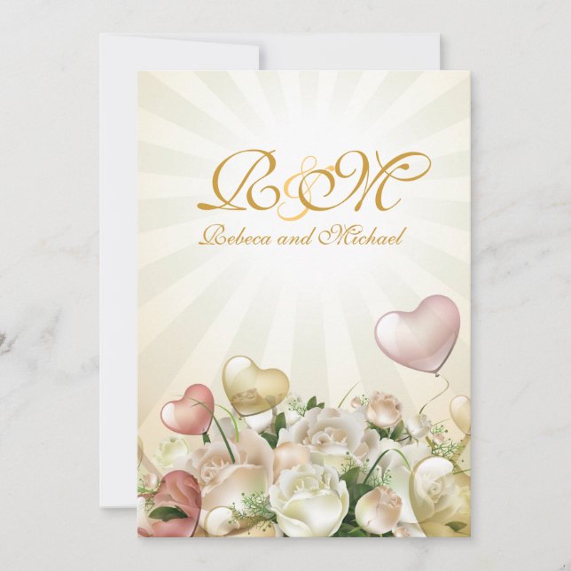 Elegant blom- bröllopsinbjudningar inbjudningar (Framsida)