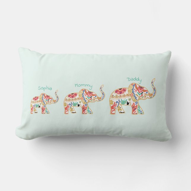 Elegant blom- dekorativ utsmyckad lumbarkudde (Framsida)