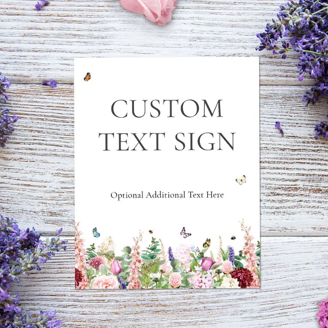 Elegant blom- & fjärilskylt för bröllopsfest poster (Skapare uppladdad)