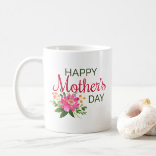 Elegant blom- lycklig kaffemugg för mors dag  