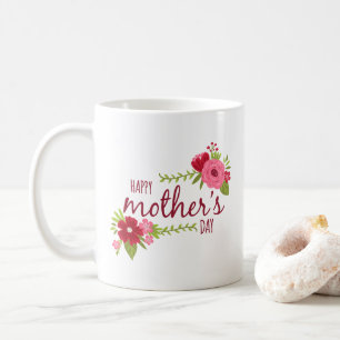 Elegant blom- lycklig kaffemugg för mors dag  