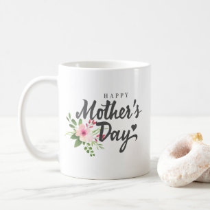 Elegant blom- lycklig kaffemugg för mors dag  
