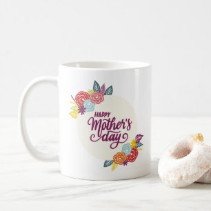 Elegant blom- lycklig kaffemugg för mors dag