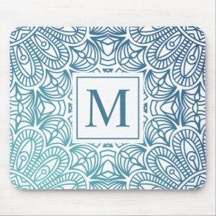 Elegant blom- MandalaMonogram Mousepad Musmatta