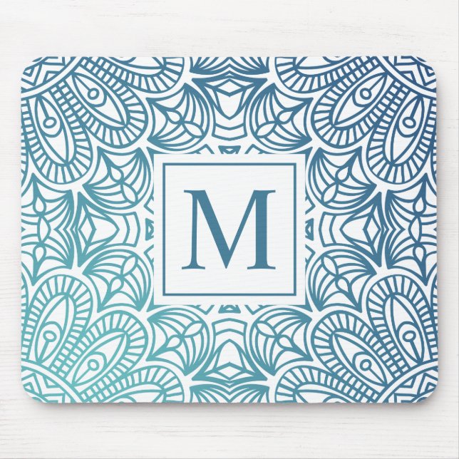 Elegant blom- MandalaMonogram | Mousepad Musmatta (Framsidan)