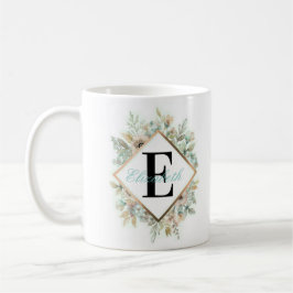 Elegant blom- monogramkaffemugg kaffemugg
