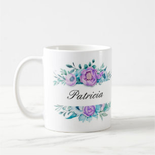 Elegant blom- monogramkaffemugg kaffemugg