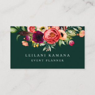 Elegant blom- smaragd visitkort