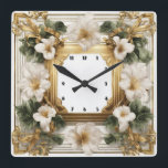 Elegant blomart Art Deco Fyrkantig Klocka<br><div class="desc">Underbar klockdesign. Du kommer att kärlek det som andra. Du kan fritt använda den här designen för andra produkter som du gillar eller anpassa och lägga till texten. Följ mig för mer. Tack. Ha en trevlig dag.</div>