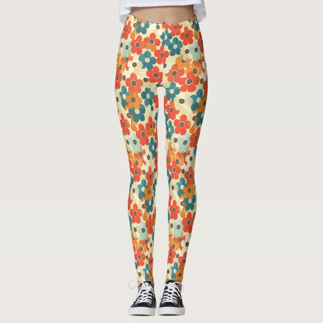Elegant Blombalkar Leggings (Framsida)