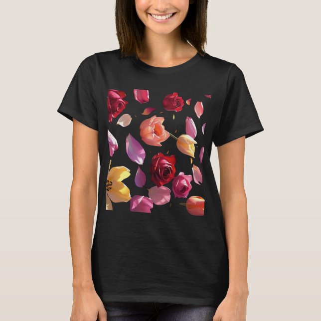 Elegant blomblad modern botanisk mode t shirt (Framsida)